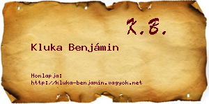 Kluka Benjámin névjegykártya